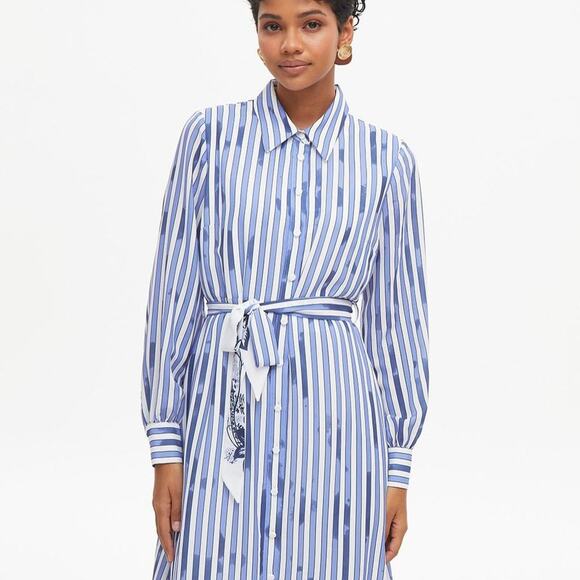 KAYRA Floral Printed Striped Navy Maxi Dress Size 44 Large - Picture 5 of 6